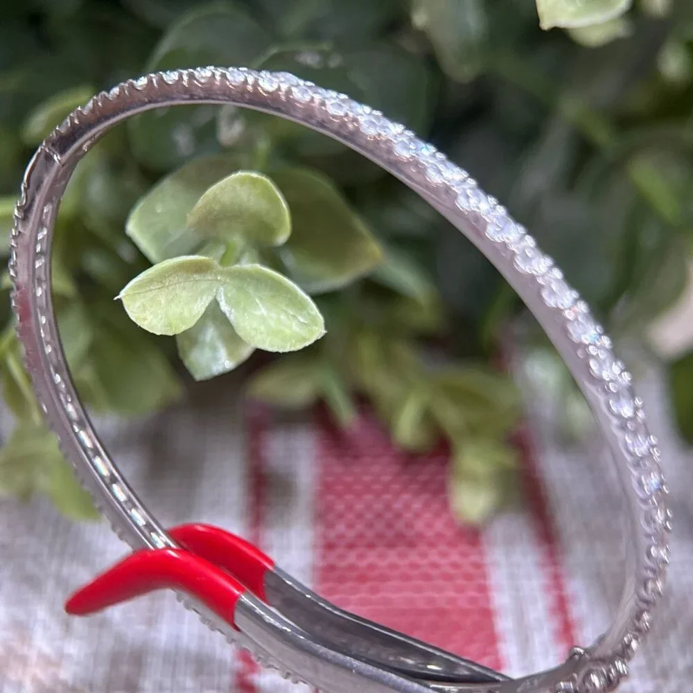 Silver Tone Eternity Rhinestones Bangle